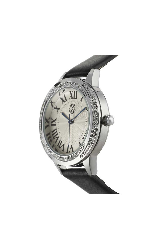 Montre à quartz - Cuir noir & acier