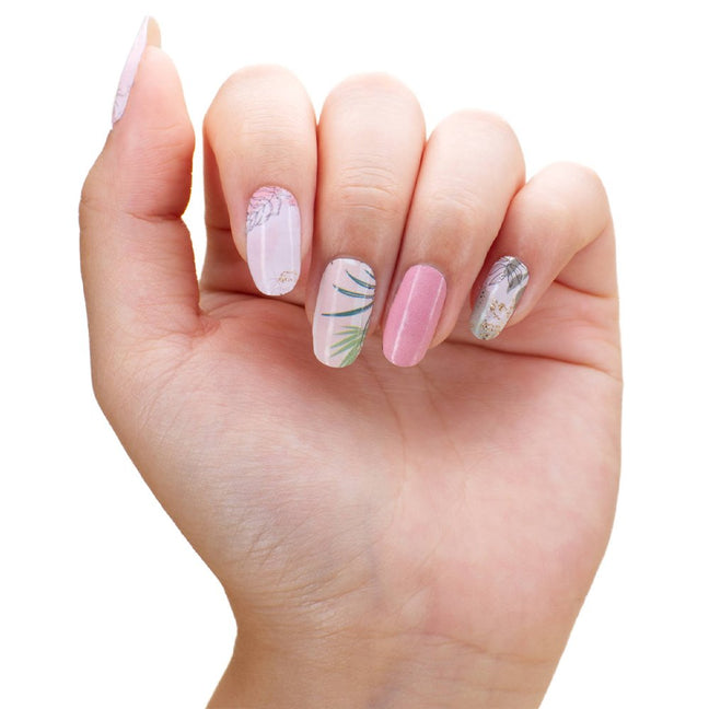 Vernis autocollant - Botanical pink - 16 bandes