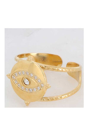 Bague Œil - Acier inoxydable doré & zirconium