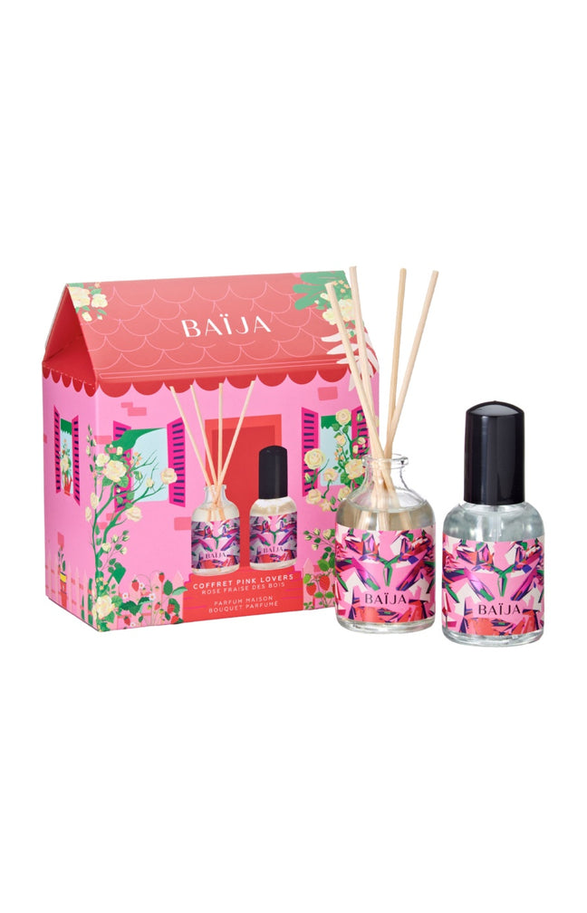 Coffret Pink Lovers - Bouquet & parfum d'intérieur - Rose & fraise des bois - 2 x 50 ml