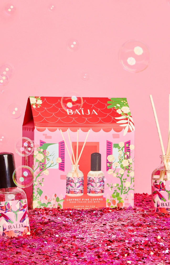 Coffret Pink Lovers - Bouquet & parfum d'intérieur - Rose & fraise des bois - 2 x 50 ml