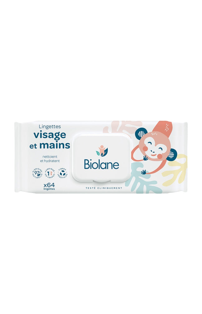Lingettes nettoyantes - Visage & mains - Bébé - 64 unités
