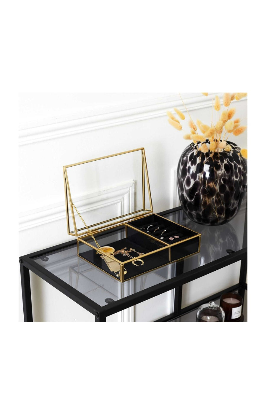 Boite à bijoux - Verre & velours noir