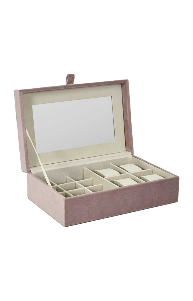 Boite à bijoux & montres - Velours - Blanc & rose