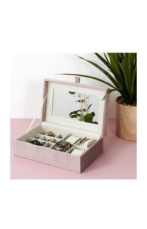 Boite à bijoux & montres - Velours - Blanc & rose