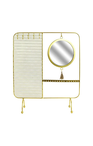 Porte bijoux & miroir - Métal doré