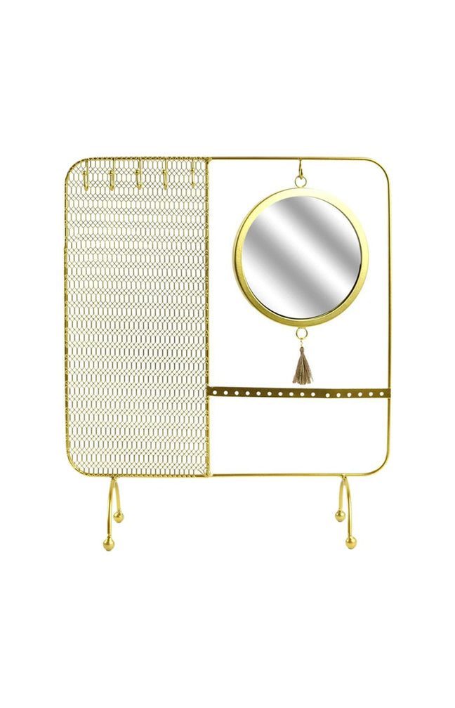Porte bijoux & miroir - Métal doré