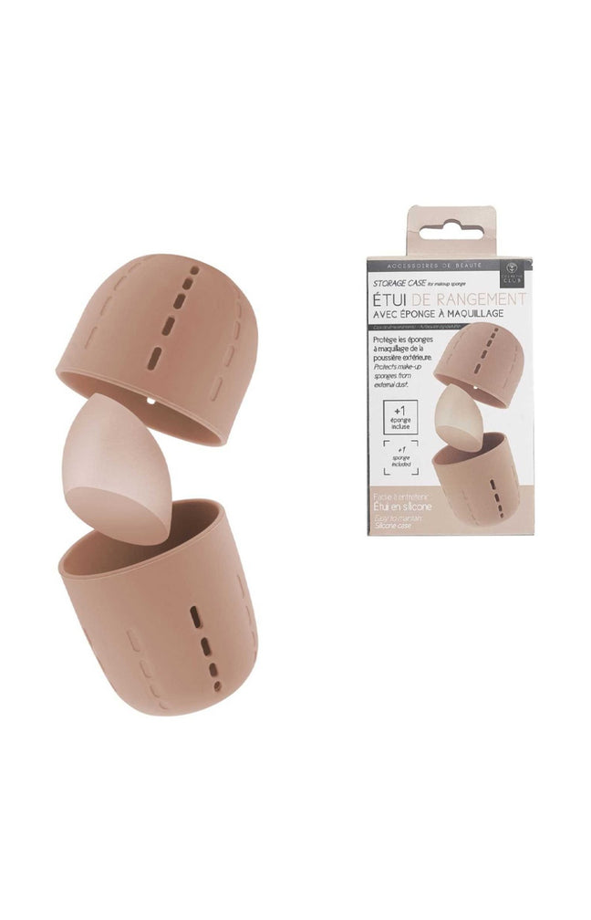 Eponge à maquillage & étui de rangement - Marron