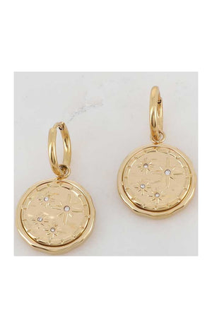 Boucles d'oreilles - Acier inoxydable doré & zirconium