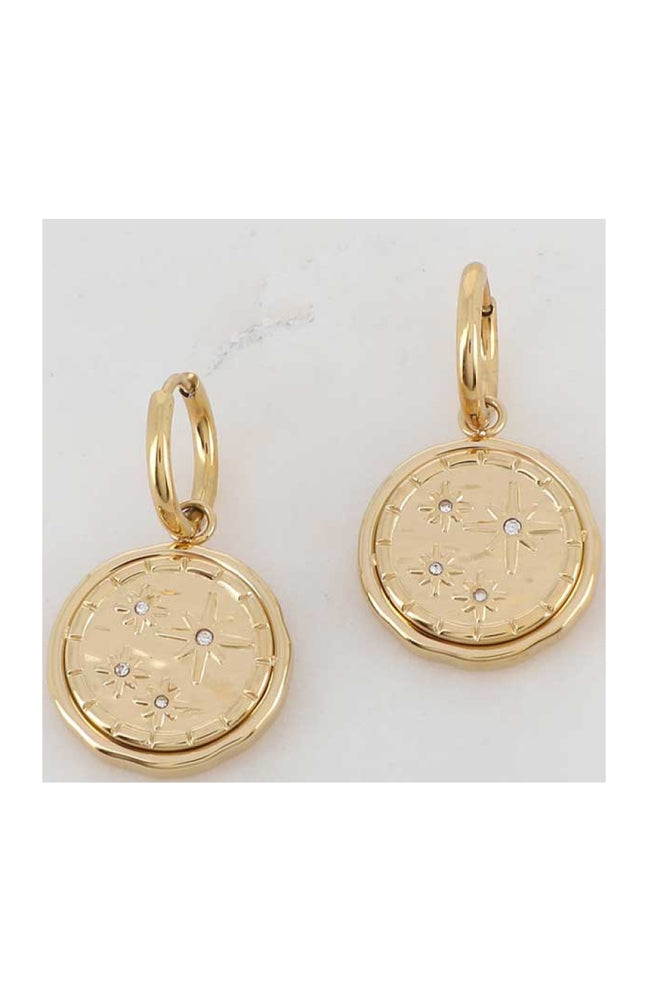Boucles d'oreilles - Acier inoxydable doré & zirconium
