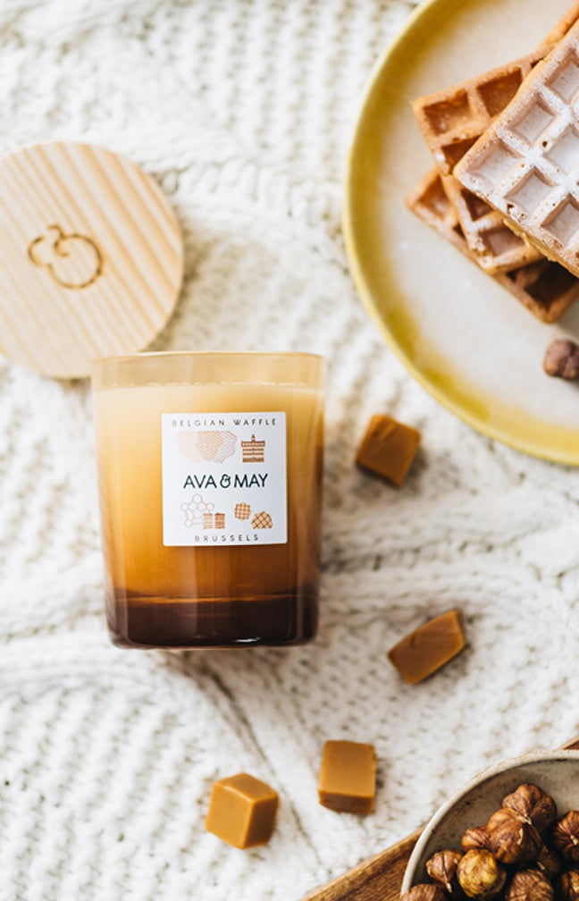 Bougie parfumée - Gaufre Belge - Noisette & caramel - 180 g