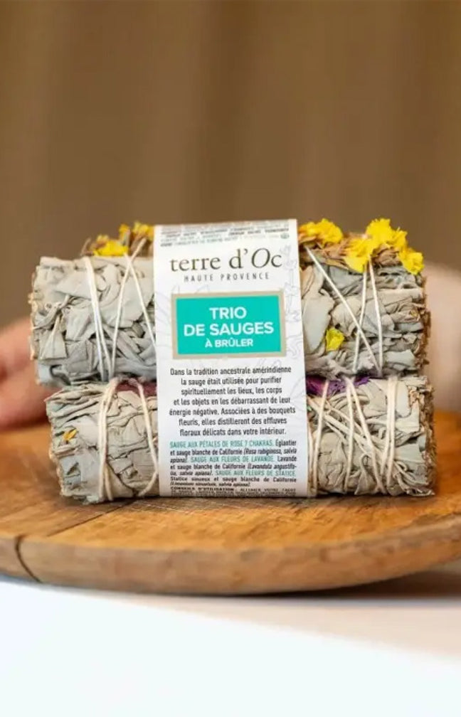 Trio de sauges à brûler - Rose, lavande & statice