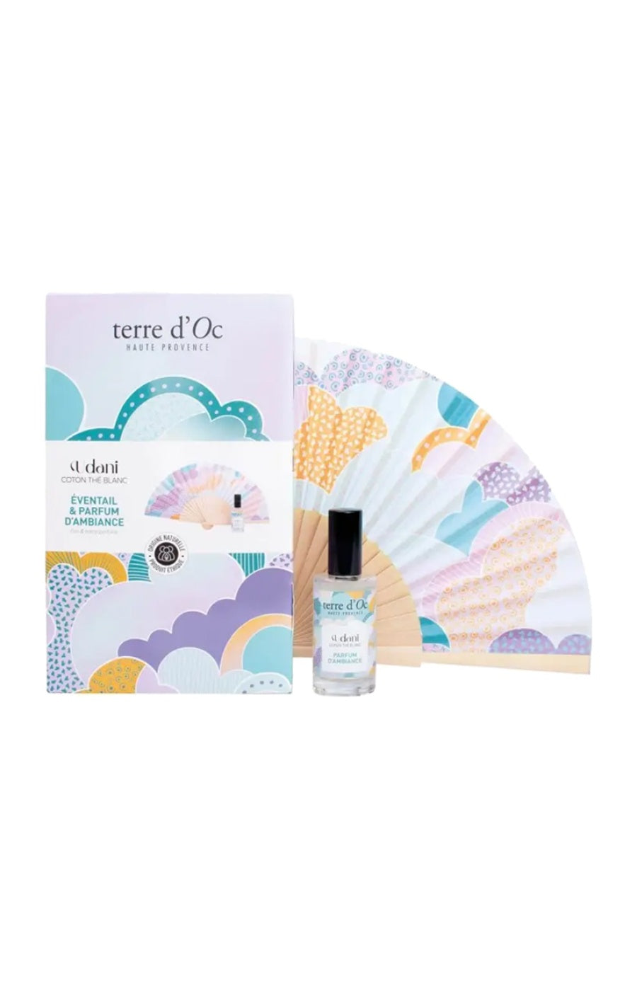 Coffret éventail à parfumer & parfum d'ambiance - Coton & thé blanc - 50 ml