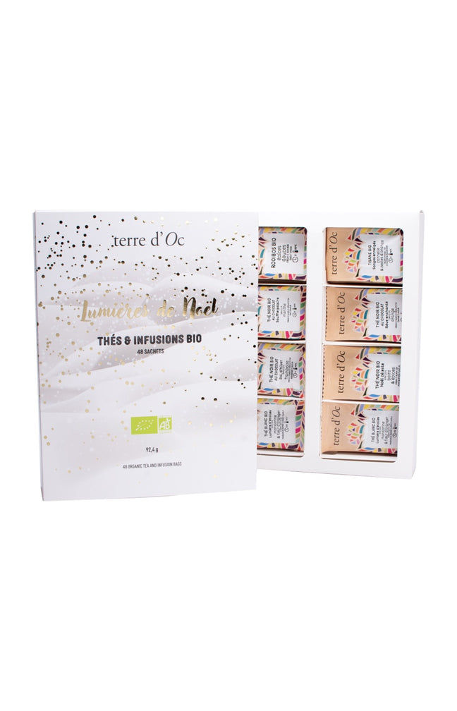 Coffret thés noir, blanc & vert bio - Thés de Noël - 48 sachets
