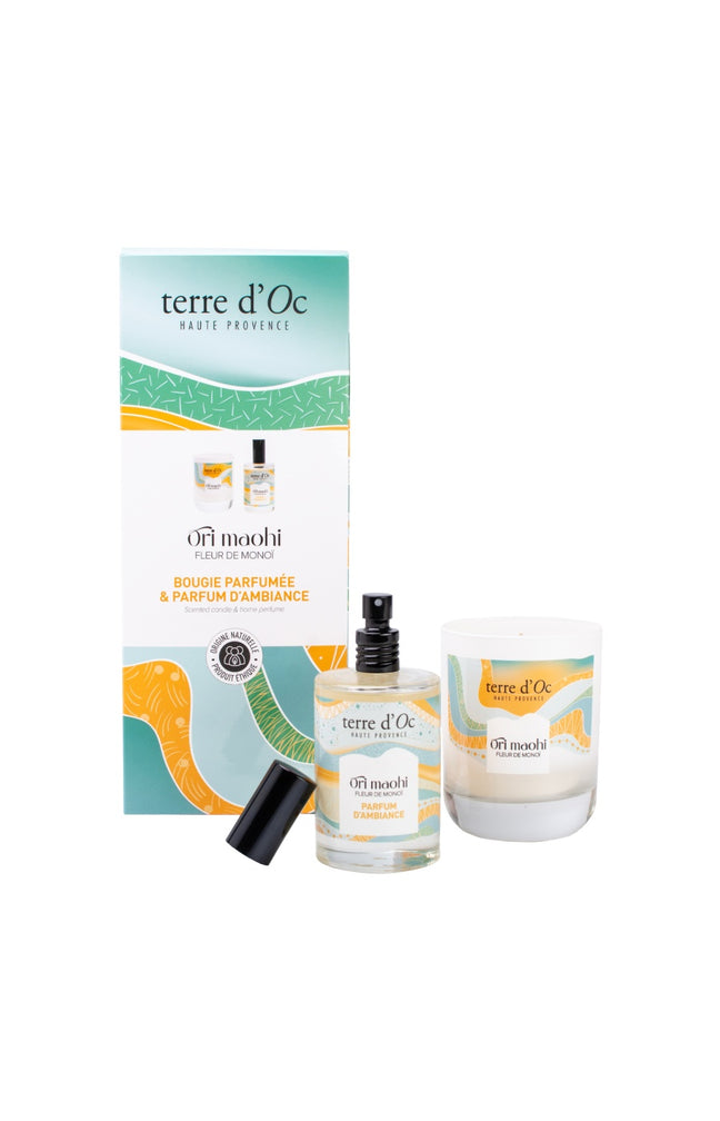 Coffret bougie parfumée & parfum d'ambiance - Fleur de monoï - 2 produits