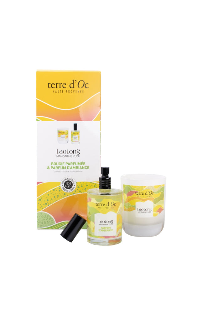 Coffret bougie parfumée & parfum d'ambiance - Mandarine & yuzu - 2 produits