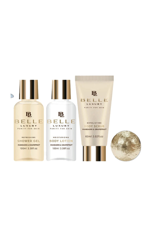 Coffret de bain & baignoire dorée - Belle Luxury Gold - 4 produits