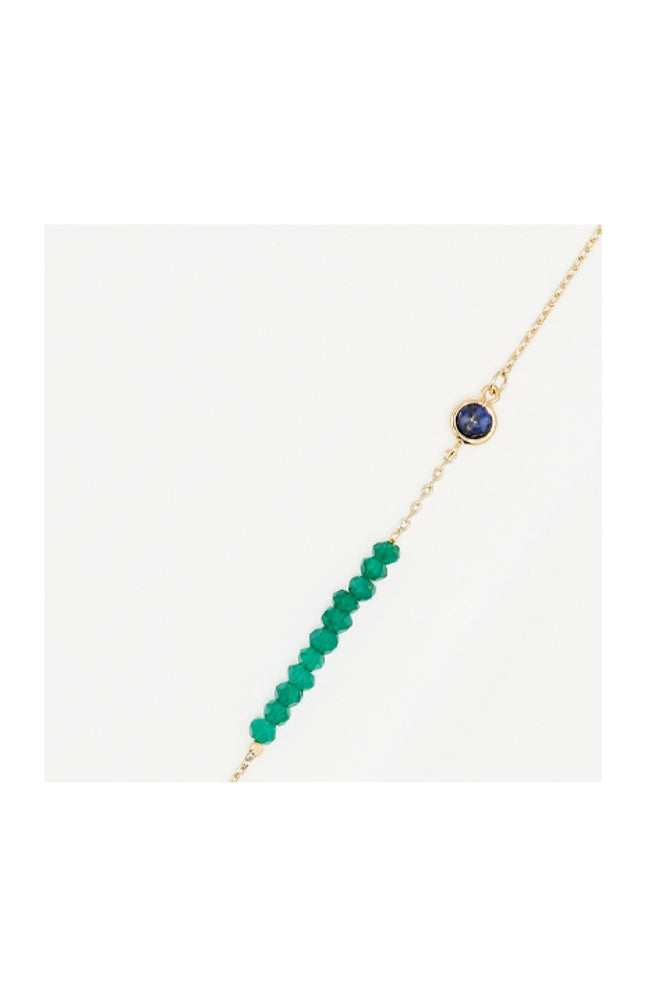 Bracelet Enora - Laiton rosé, onyx vert & lapis