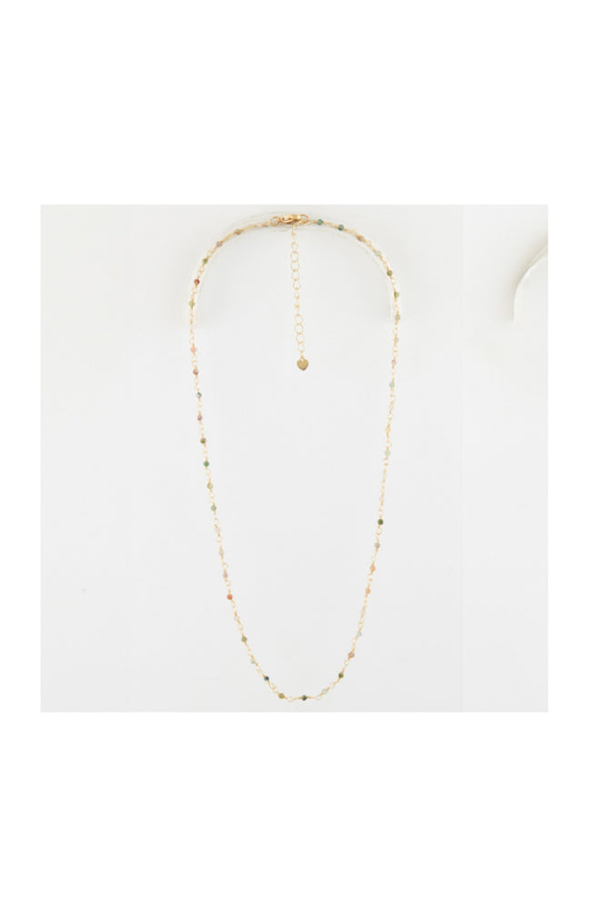 Collier Elisa - Laiton doré & mix agate