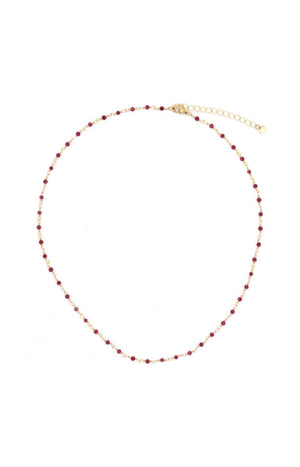 Collier Elisa - Laiton & jade rouge
