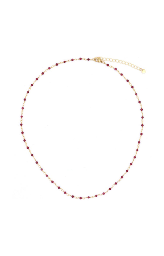 Collier Elisa - Laiton & jade rouge