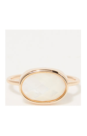 Bague Albane - Laiton doré & nacre blanc