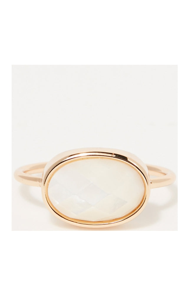 Bague Albane - Laiton doré & nacre blanc