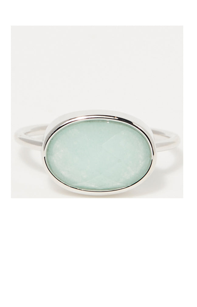 Bague Aliya - Laiton doré & amazonite verte