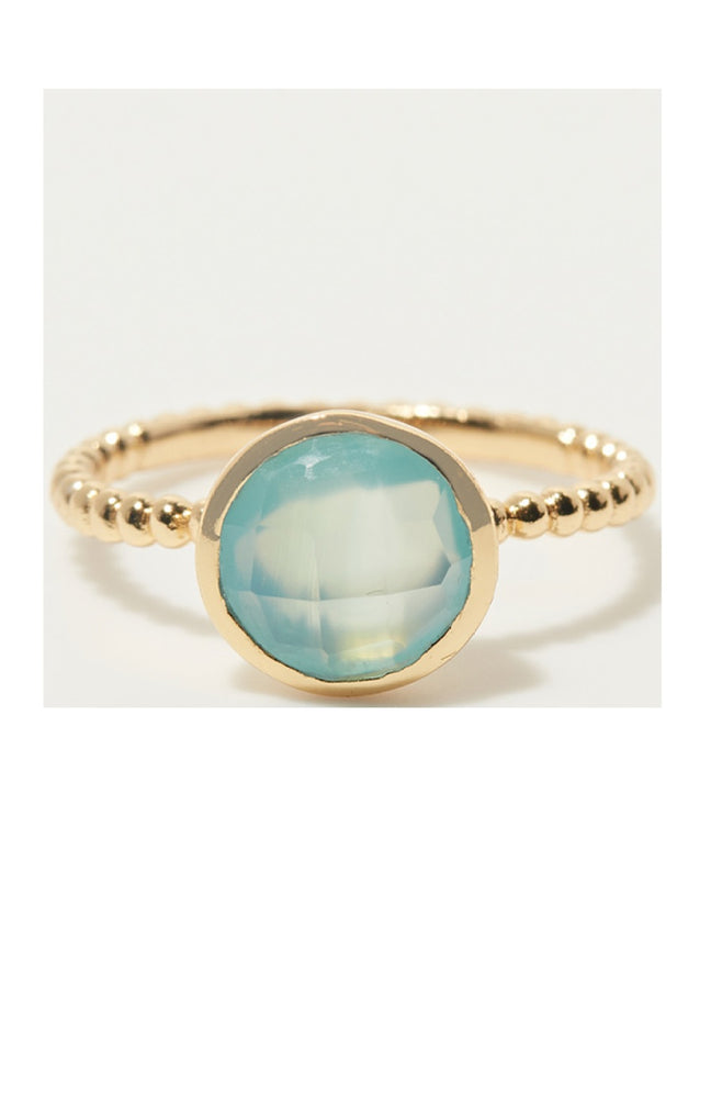 Bague Paraiba - Laiton doré & onyx