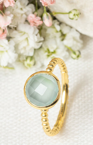 Bague Paraiba - Laiton doré & onyx