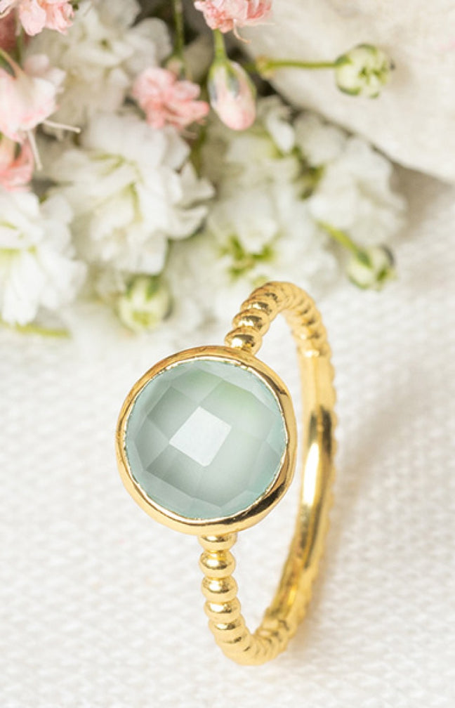 Bague Paraiba - Laiton doré & onyx