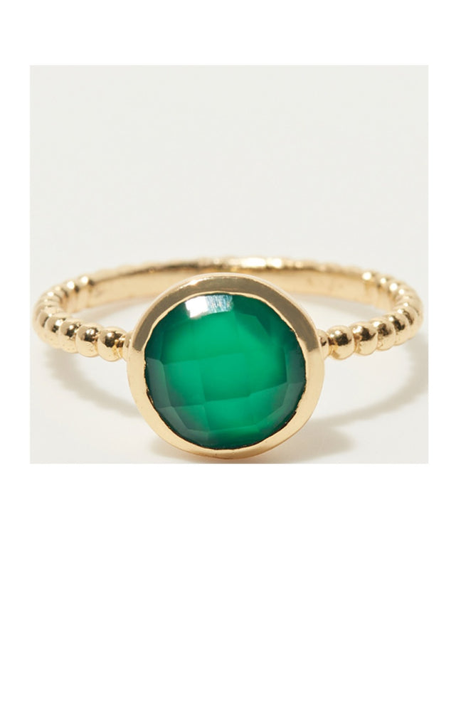 Bague Célénia - Laiton doré & onyx verte