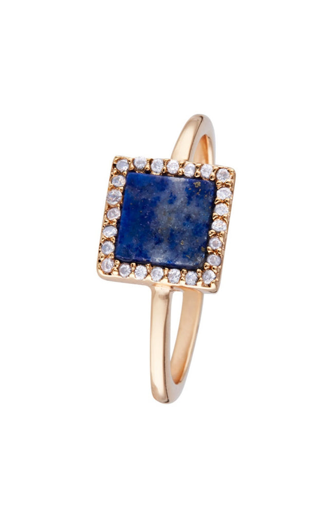 Bague Fiona - Laiton doré & lapis bleu