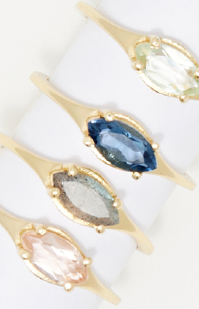 Bague Bertille - Laiton doré & améthyste, labradorite, iolite & morganite