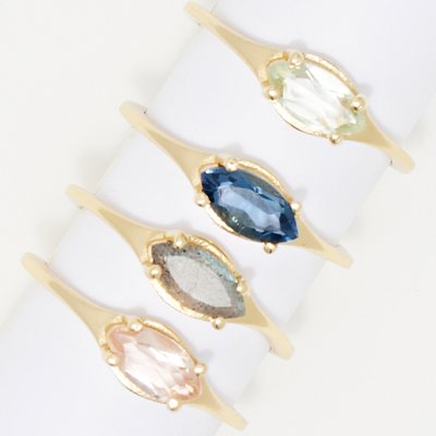 Bague Bertille - Laiton doré & améthyste, labradorite, iolite & morganite