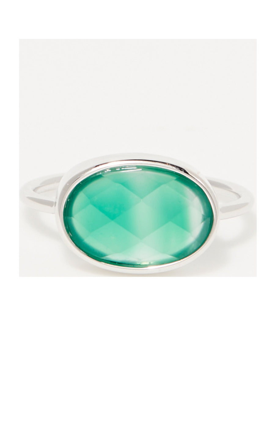 Bague Alexine - Laiton doré & agate verte