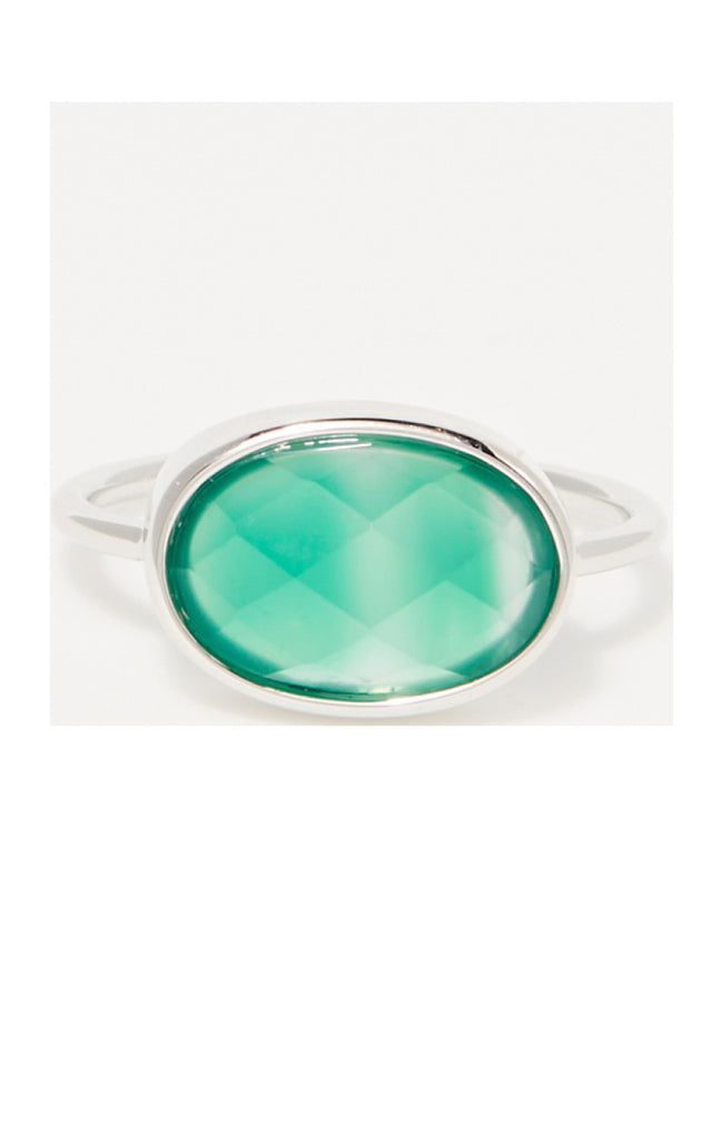 Bague Alexine - Laiton doré & agate verte
