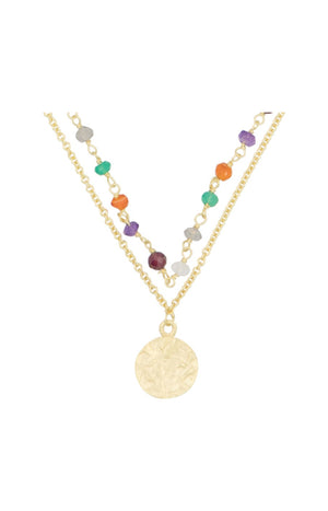 Collier Corya - Laiton doré & multipierre