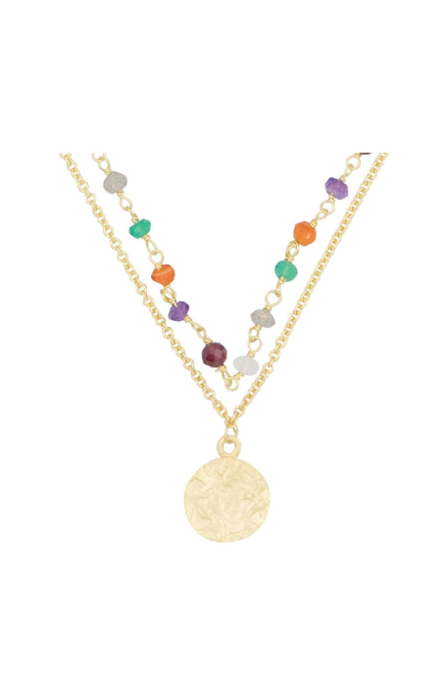 Collier Corya - Laiton doré & multipierre