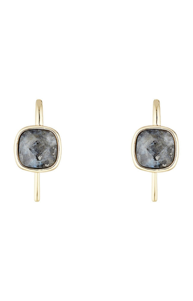 Boucles d'oreilles Ella - Laiton doré & labradorite