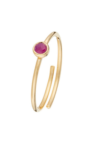 Bague ajustable Point - Laiton doré & cyanite rouge