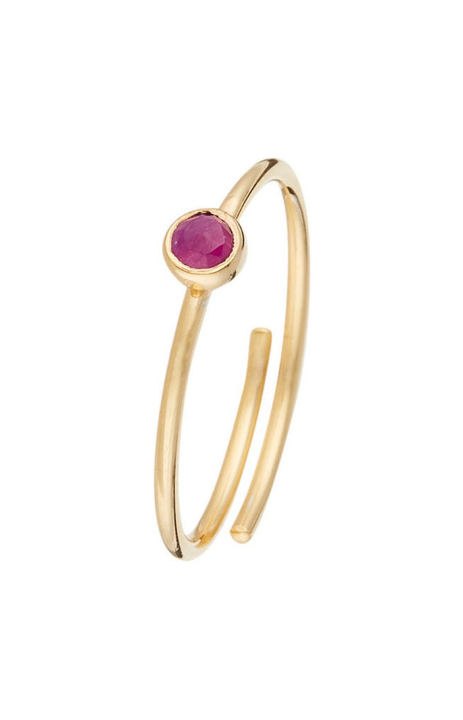 Bague ajustable Point - Laiton doré & cyanite rouge