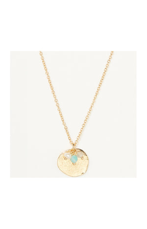 Collier Eurydice - Laiton doré & rose quartz