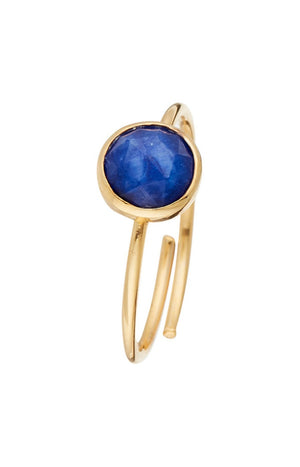 Bague ajustable - Laiton doré & cyanite bleue
