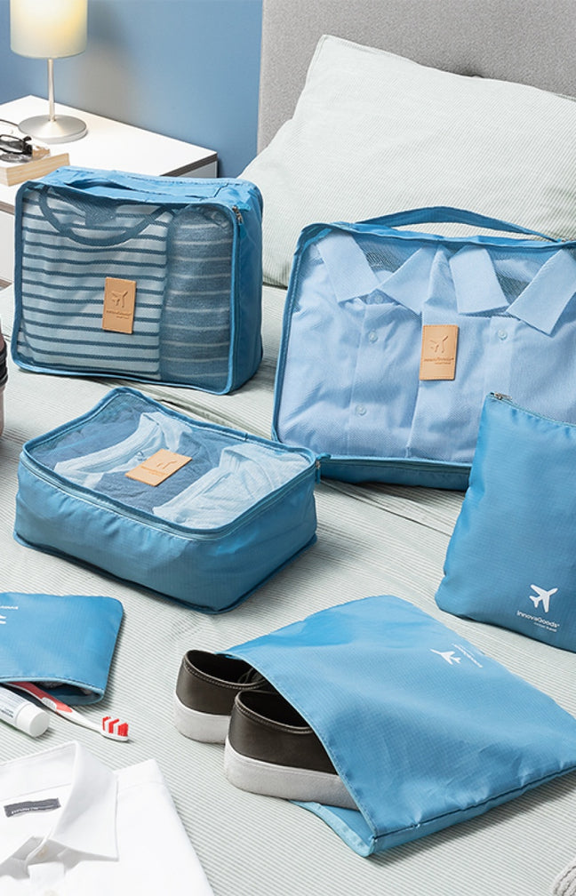 Ensemble de sacs de rangement pour bagage - Bleu - 6 Pièces