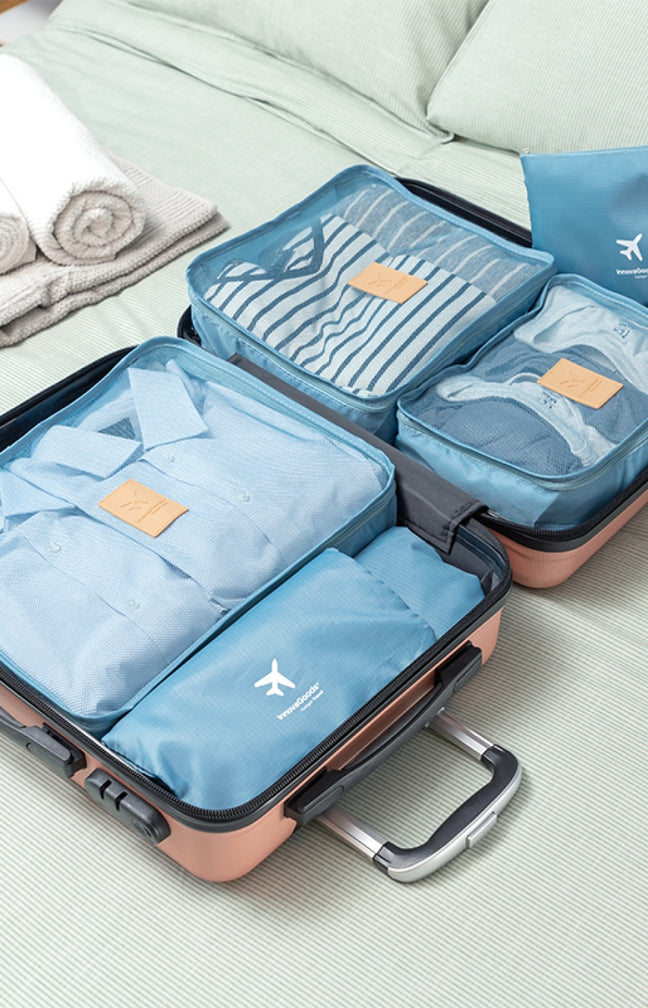 Ensemble de sacs de rangement pour bagage - Bleu - 6 Pièces