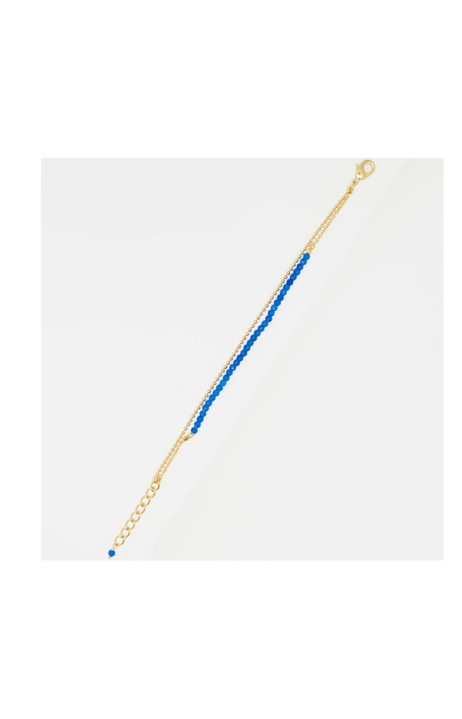 Bracelet Hannael - Laiton doré & jade bleue