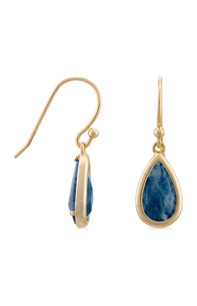 Boucles d'oreilles Lila - Laiton doré & aventurine bleue