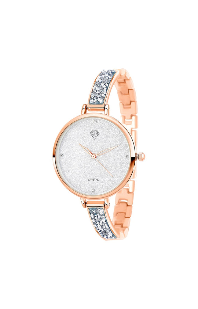 Montre - Métal rose & cristaux - 32 mm
