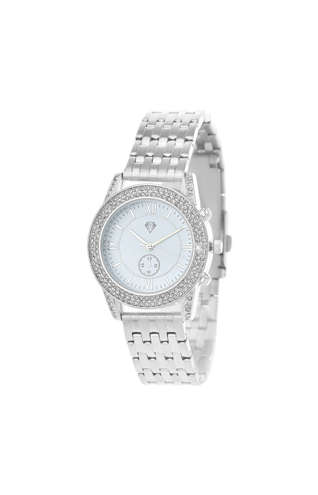 Montre - Laiton argenté & cristaux - 36 mm